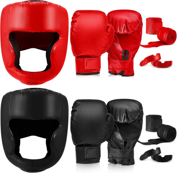 14 Pcs Boxing Set Including 2 Pair of 16 oz Boxing Gloves Headgear Helmet Boxing Hand Wraps Sport Mouth Guards for Adults Youth Beginners Training Equipment