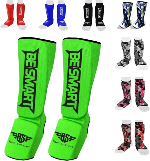 Be Smart Kids, Adults, Youth, Men and Women Muay Thai MMA Kickboxing Shin Guards, Instep Guard Training, Sparring Protective Gear Equipment Shin Kick Pads
