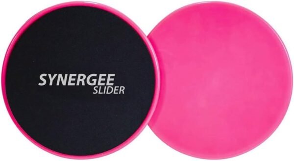 Synergee Core Sliders. Dual Sided Use on Carpet or Hardwood Floors. Abdominal Exercise Equipment