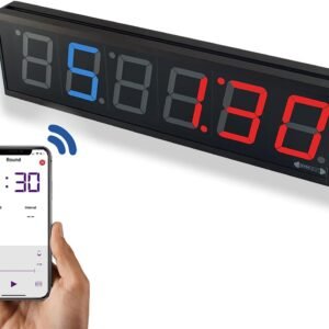 Flex Timer - Home Edition - Bluetooth App-Controlled Wall Mounted 13" LED Gym Clock with Medium 2.3" Digits for CrossFit, Tabata, HIIT, EMOM, MMA, Boxing, Interval Training, Circuits, Workouts