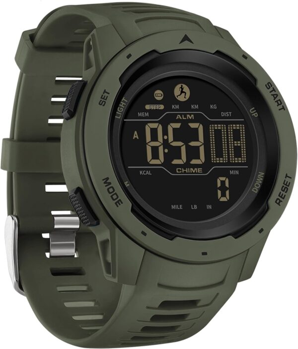 findtime Step Counter Fitness Tracker Watches for Men, Men's Digital Sports Watch IP68 Waterproof with Pedometer Calorie Dual Time Countdown Stopwatch, Tactical Military Outdoor Survival Hiking