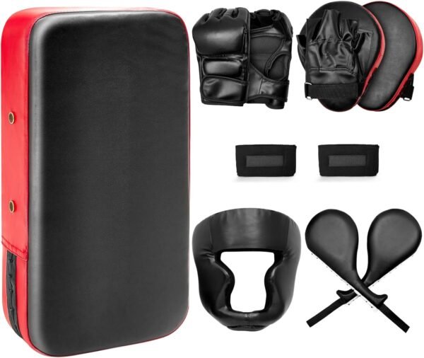 10 In1 Punching Mitts Kick Pack Set Boxing Mitts Focus Pads Boxing Gloves Boxing Safety Head Guard Wrist Band for Boxing, Kickboxing, Karate, Muay Thai, MMA Training