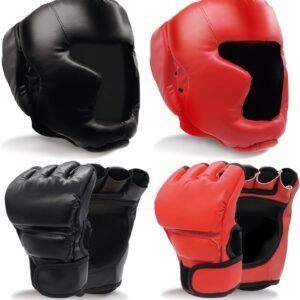 Boxing Gloves and Headgear Set Including 2 Pack Boxing Headgear and 2 Pack Boxing Gloves Boxing Equipment Sparring Gear Equipment for Beginners Adults