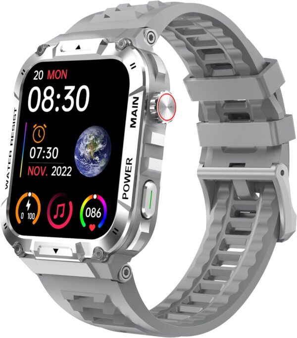 Military Smart Watch for Men 1.96 Inches Outdoor Sports Smartwatch with Answer/Make Call,Fitness Watch,Blood Oxygen,Heart Rate and Sleep Monitor Compatible with iPhone and Android Phones