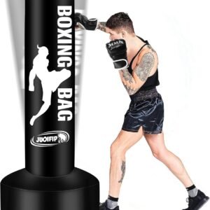 69'' Standing Punching Bag for Adults with Stand, Heavy Bag Boxing Equipment Kicking Bag Inflatable Kick Boxing Bag with Stand for Training MMA Muay Thai Fitness