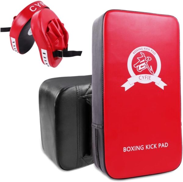 SEISSO 2PCS Taekwondo Kickboxing Pads+2PCS Punching Mitts for Karate Training Target Thai Pads Punching Kit Kick Punch Pad Kicking Strike Shield MMA Martial Art for Men Women Gym