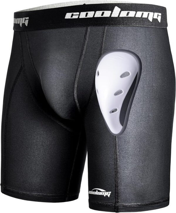 COOLOMG Mens Compression Shorts with Cup Athletic Sliding Underwear for Baseball Football MMA Lacrosse Field Hockey