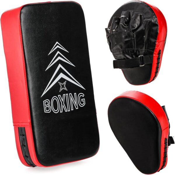 ZOOFOX 2-in-1 Punching Mitts Kick Pack Set, Boxing Pads Curved Focus Mitts, Training Hand Pad Taekwondo Kick Pad for Beginner, Adjustable Strike Shield Arm Pad for Muay Thai, Taekwondo, MMA