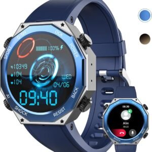 Alpha Gear Military Smart Watch for Men (Answer/Dial Call) 680mAh 1.45" AMOLED Tactical Rugged IP69 Waterproof Fitness Tracker with Heart Rate Blood pressure SpO2 Smartwatch for iPhone Android Phones