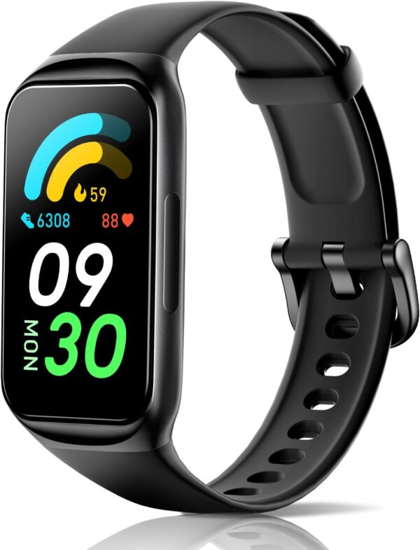 ENGERWALL 1.47" Health Fitness Tracker Smart Watch with 24/7 Heart Rate, Blood Oxygen Stress Level Sleep Monitor, IP68 Waterproof Activity Tracker and Smartwatch, Pedometer for Women Men Kids (Black)