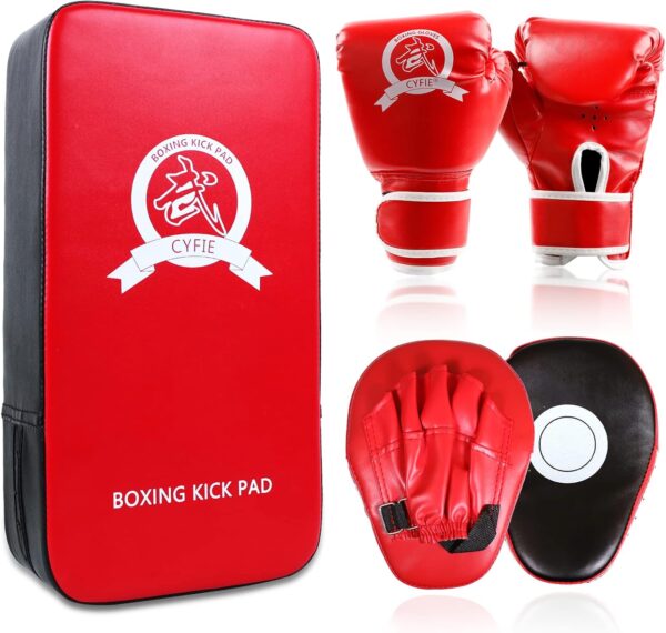 CYFIE Boxing Equipment for Kids, Kicking Shields Pads Training Gloves Punching Mitts Sparring Gear for Karate, Muay Thai, Taekwondo, Martial Arts Home Gym Workout, Karate Kick Pads for Toddler, Youth