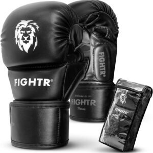 FIGHTR® MMA sparring gloves with best fit for maximum stability | with extra thick padding | for sparring, MMA, boxing, kickboxing & martial arts | incl. carrying bag