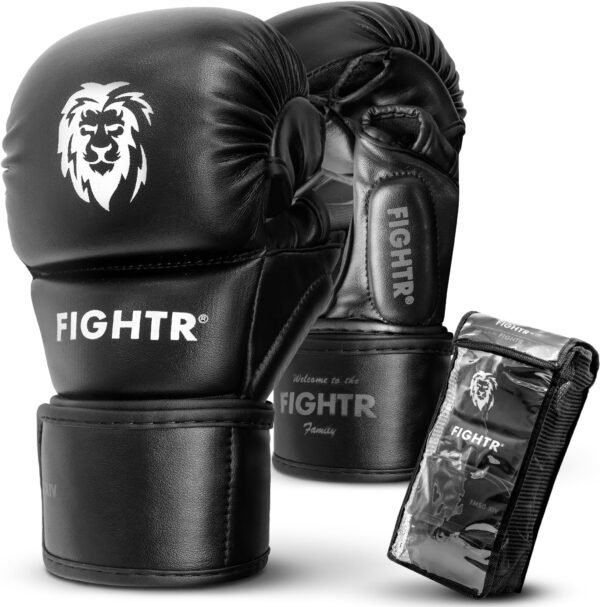 FIGHTR® MMA sparring gloves with best fit for maximum stability | with extra thick padding | for sparring, MMA, boxing, kickboxing & martial arts | incl. carrying bag