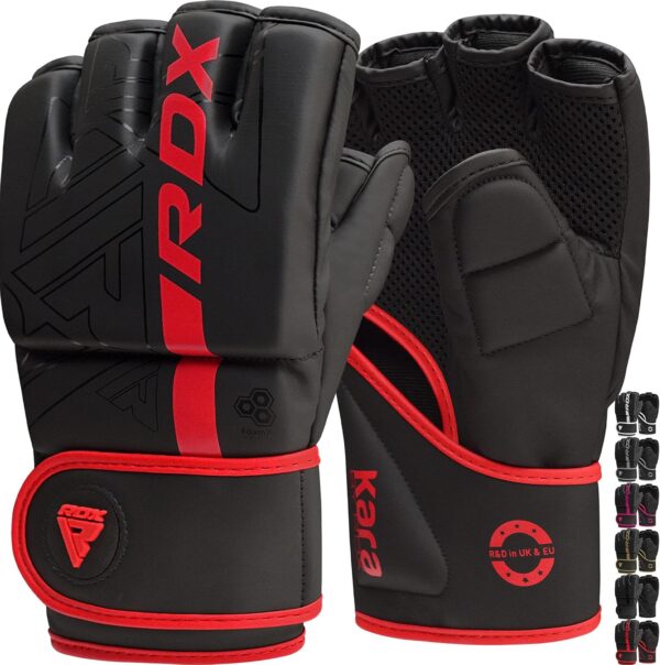 RDX MMA Gloves Grappling Sparring, Pre-Curved Mixed Martial Arts Mitts Men Women Boxing Gloves, Maya Hide Leather Kara Cage Fighting Workout, Combat Sports Training, Muay Thai, Punching Bag Kickboxing