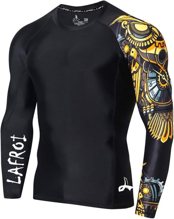 LAFROI Men's Long Sleeve UPF 50+ Baselayer Skins Performance Fit Compression Rash Guard-CLYYB