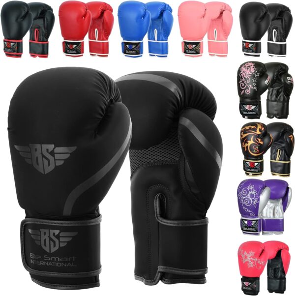 Be Smart Kids Boxing Gloves 4-12 Years 4oz 6oz Training Gloves for Children Sparring Youth Boxing Gloves Junior Training Mitts Punch PU Leather MMA Muay Thai Kick Boxing