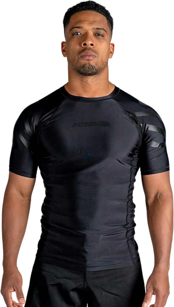 Sanabul Essentials Short Sleeve Compression Training Rash Guard for MMA BJJ Wrestling
