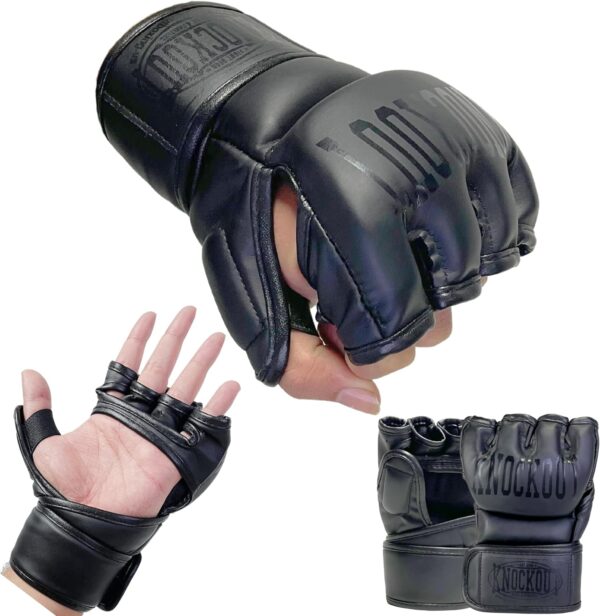 MMA Gloves, Hybrid Open Palm Shooter Fighting MMA Gloves Men Women, Double Wrap Wrist Support, Cage Fighting Combat Sports, Muay Thai, Punching Bag Kickboxing Gloves