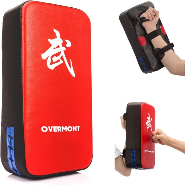 Overmont Taekwondo Kick Pads Boxing Karate Pad PU Leather Muay Thai MMA Martial Art Kickboxing Punch Mitts Punching Bag Kicking Shield Training 1PC