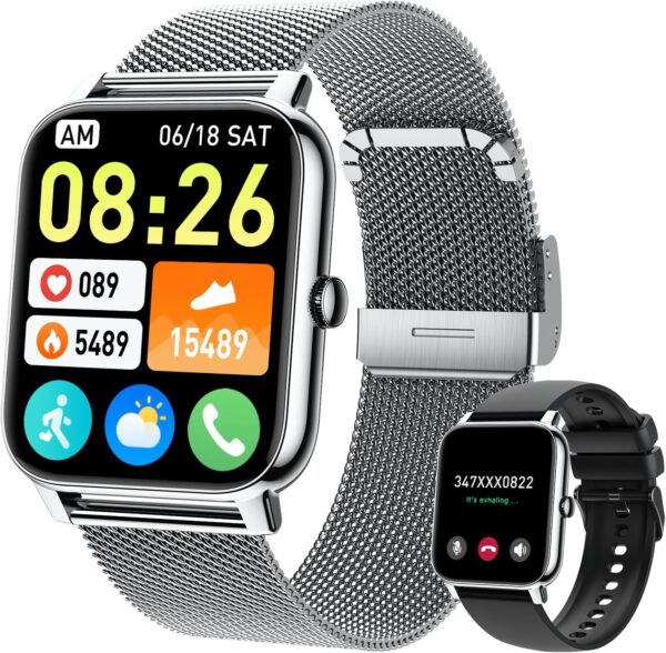 Smart Watch for Women Men Fitness: (Make/Answer Call) Bluetooth Smartwatch for Android Phones iPhone Waterproof Outdoor Sport Digital Running Watches Health Tracker Heart Rate Monitor Step Counter