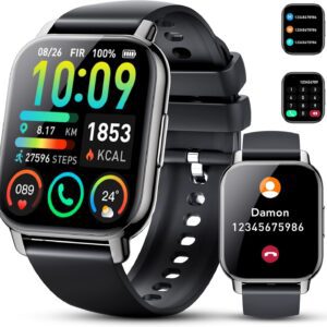 Smart Watch for Men Women (Answer/Make Call),1.85" Touch Screen Fitness Watch IP68 Waterproof, Heart Rate Sleep Monitor, Pedometer, 112+ Sport Modes Fitness Activity Tracker for Android iOS