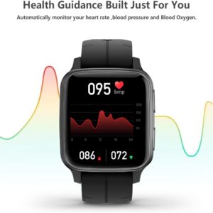 FITVII Fitness Tracker, Smart Watch with 24/7 Blood Pressure Heart Rate and Blood Oxygen Monitor, Sleep Tracker with Calorie Step Counter, IP68 Waterproof Activity Tracker for Women Men Android iOS