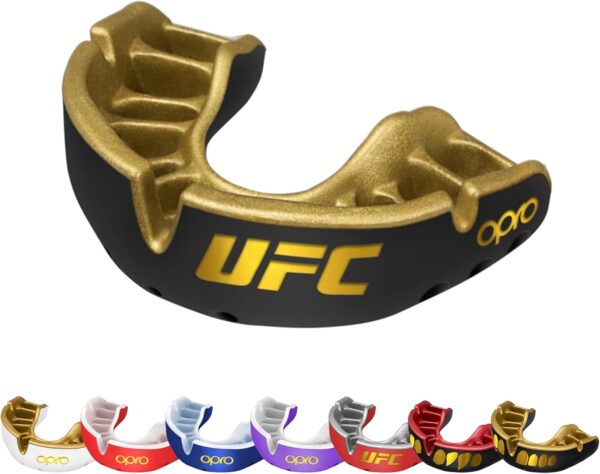 OPRO Gold Level Mouth Guard with Enhanced Breathability and Superior Comfort for Football, Rugby, Hockey, MMA, and Boxing - Dual Layer Protection Mouthpiece with Case