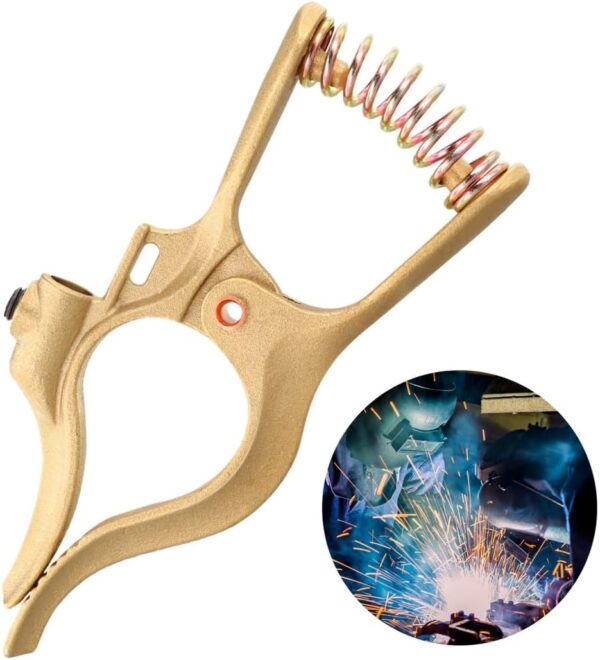 Welding Ground Clamp For Plasma/Mig/Mma/Tig Welding/Cutting Machine, 300-Amp Brass Wide Jaw Tool, T-Style