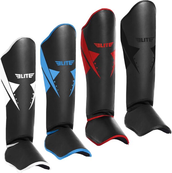 Elite Sports Muay Thai Shin Guards Kickboxing MMA Muay Thai Leg Instep Protective Pads, Martial Art Kicking Sparring Training Gear for BJJ Karate Boxing Taekwondo