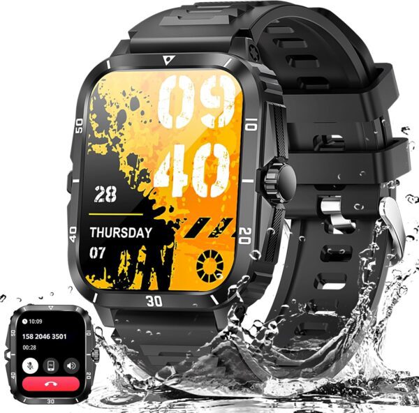 Military Smart Watch for Men 3ATM Waterproof Watch 2.0'' Big Screen Tactical Smartwatch 430mAh Fitness Tracker with Heart Rate Sleep Monitor Outdoor Answer Call for iPhone Android