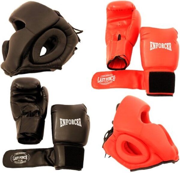 Set 2 Pairs Professional Boxing Gloves 16oz Sparring - 2 Headgears - [S103]